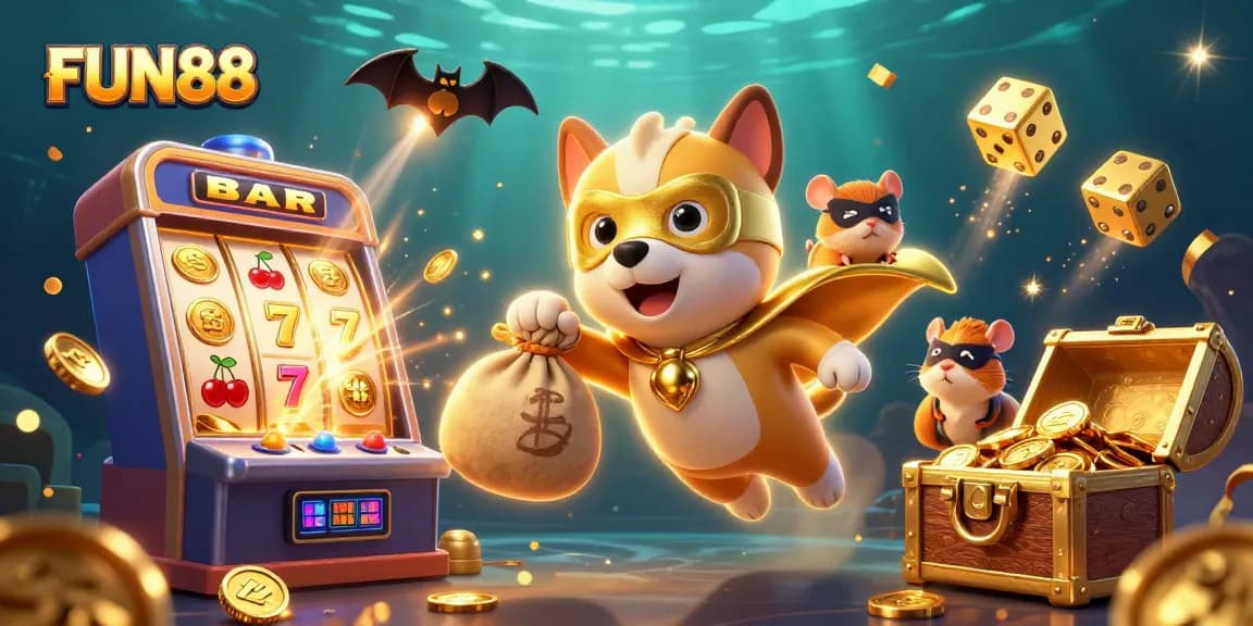 Experience thrilling gaming adventures with FUN88 featuring vibrant casino elements and characters.