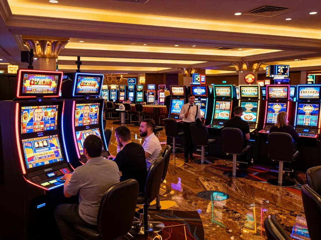 Players enjoying immersive slot machine gameplay at go 88 casino with vibrant colors and excitement