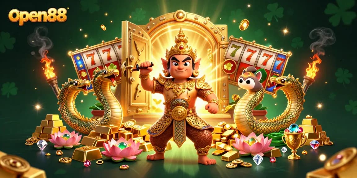 Experience thrilling slots at open88 with the guardian and Naga serpent among treasures.