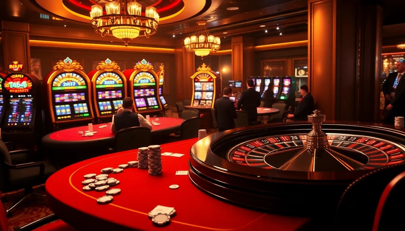 Players enjoy high stakes poker at a luxurious casino table at https://f168.sarl/ showcasing vibrant gambling excitement.
