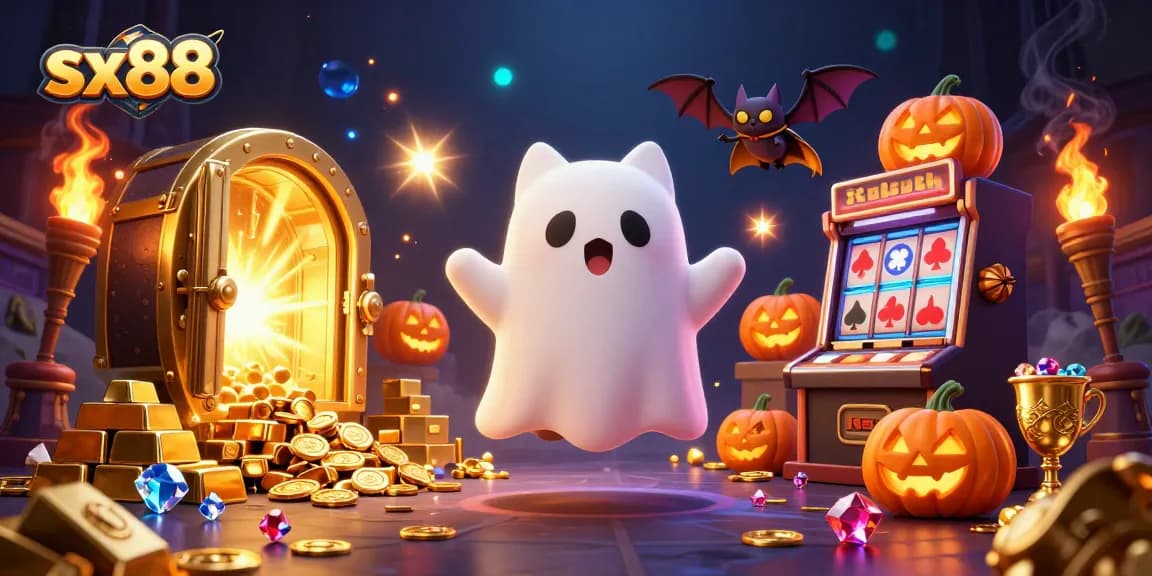 Experience thrilling gameplay with sx88 in a vibrant haunted casino environment packed with treasures.
