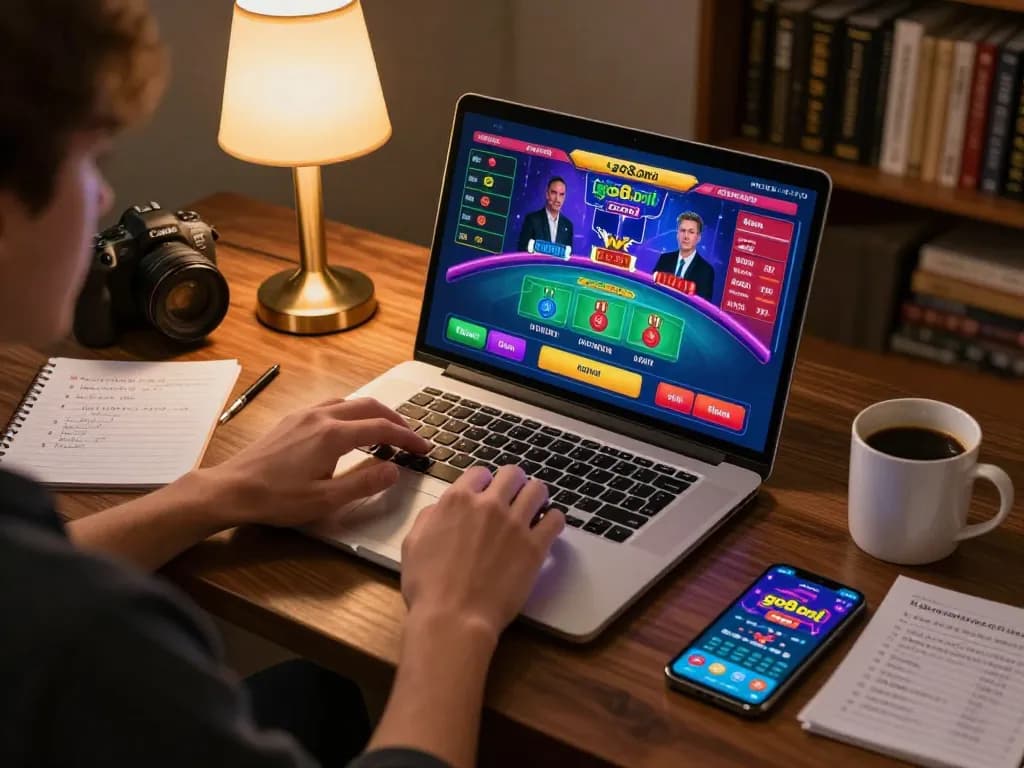 Player engaging with live dealer game at go8.onl on a laptop while noting strategies.