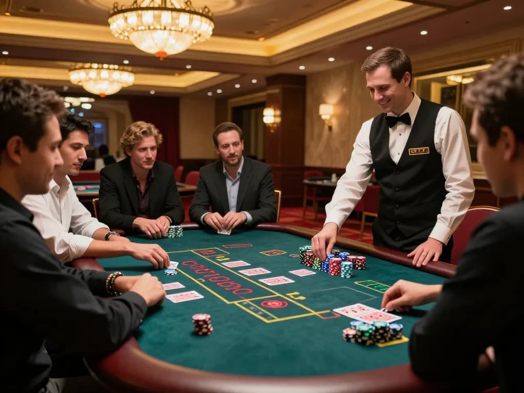 Baccarat table with players engaged in the mk 8 game, creating an exciting casino atmosphere.