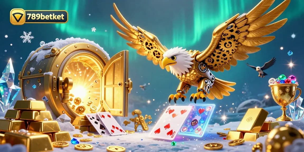 Experience exhilarating gaming with 789betket, featuring vibrant casino elements and a golden eagle illustration.