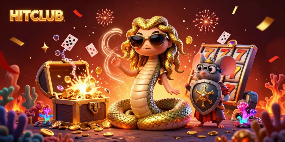 Win big at HITCLUB with this vibrant and engaging casino-themed illustration featuring dynamic slot elements.