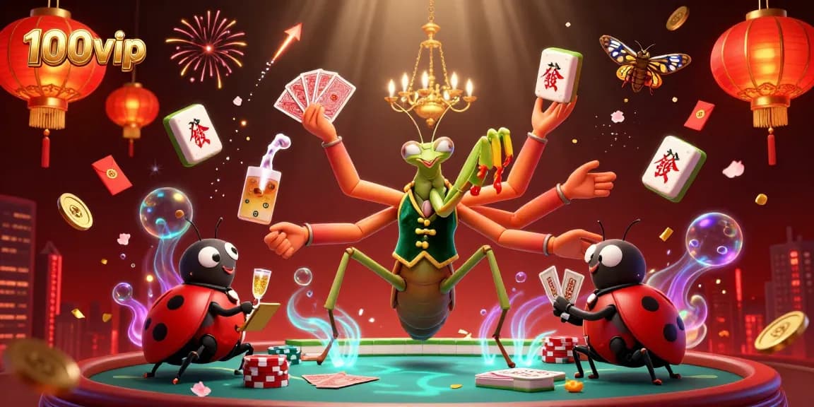 Engage with thrilling gameplay at 100vip, featuring a lively casino scene with animated characters and elements.