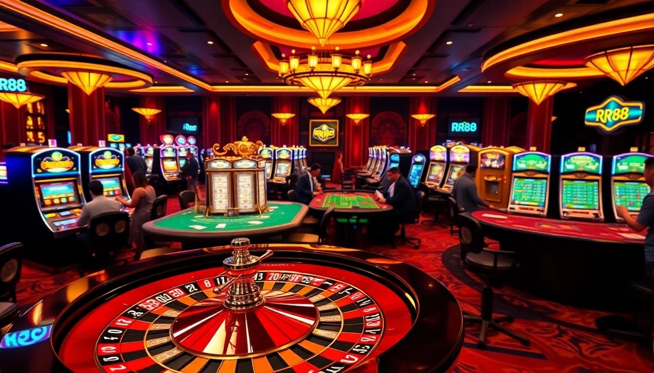 Experience the excitement of RR88 with vibrant casino action featuring poker, slots, and roulette.