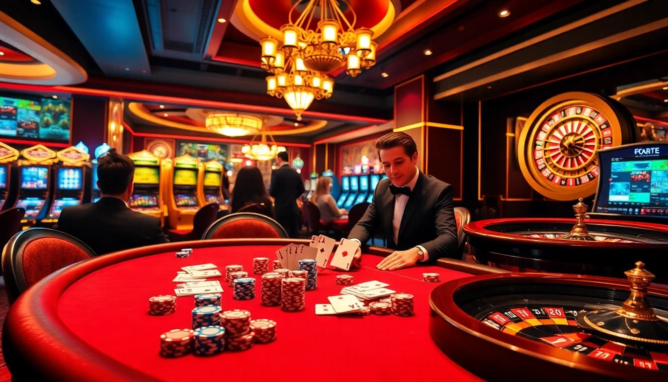 Engaged players at a casino game table showcasing an exciting experience at nhatvip.com.
