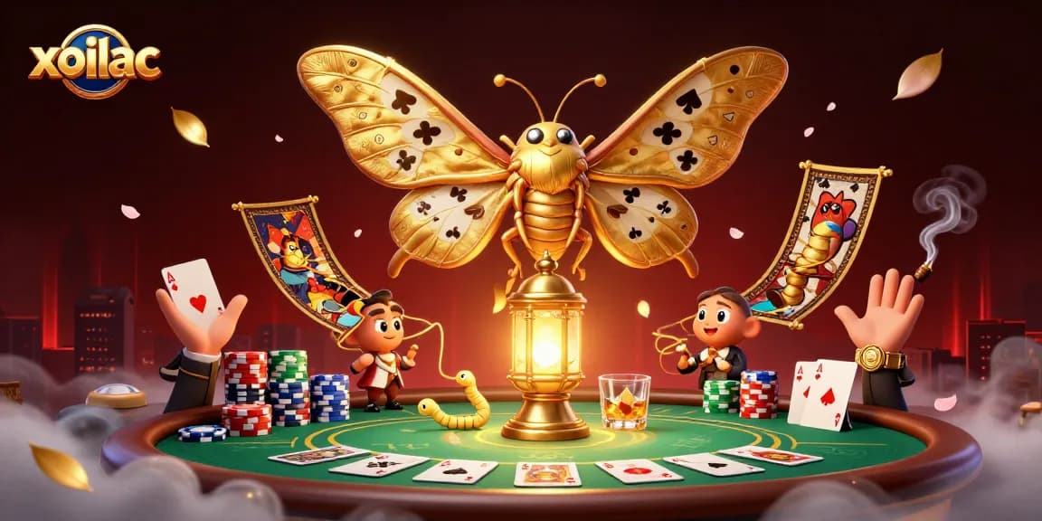 Experience the thrill of xoilac with dynamic poker elements in a vibrant 3D scene.