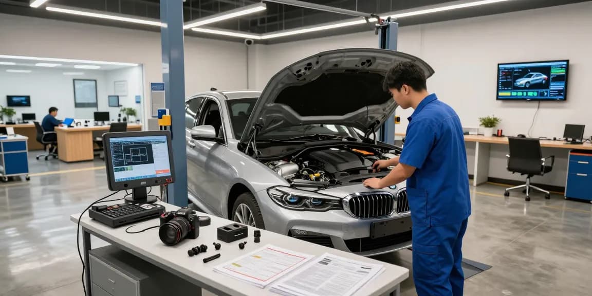 BMW Werkstatt Hannover - Fachmann im Einsatz bei der Motorinspektion.