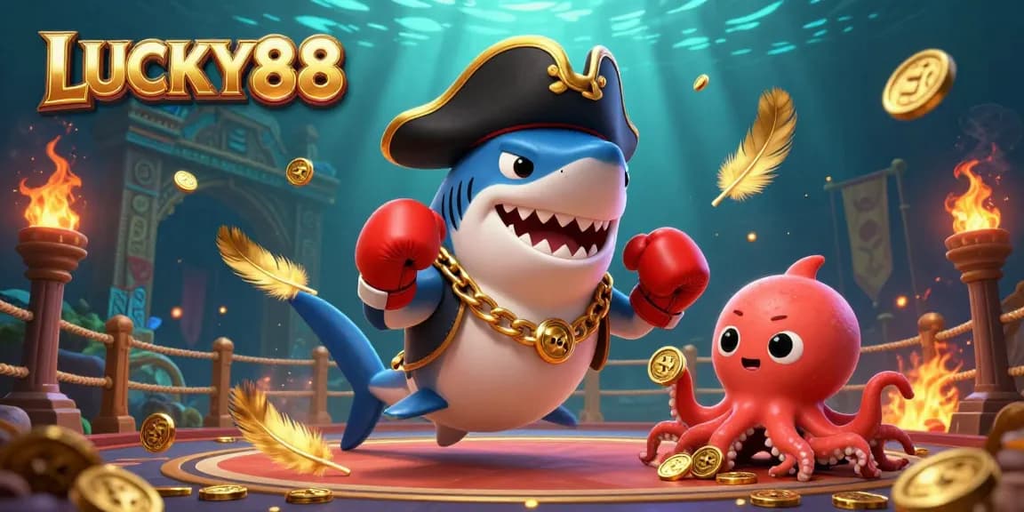Join LUCKY88's pirate-themed casino adventure with vibrant characters and exciting gambling elements.