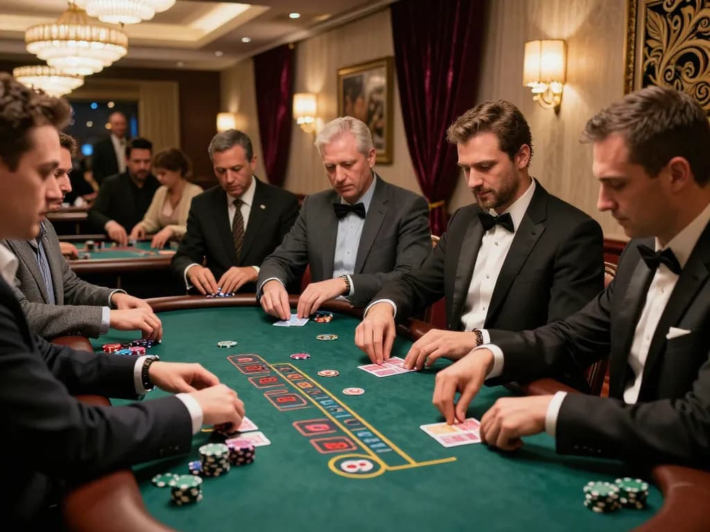 Players engaged in strategic betting at the LLwin center blackjack table, creating an exciting atmosphere.