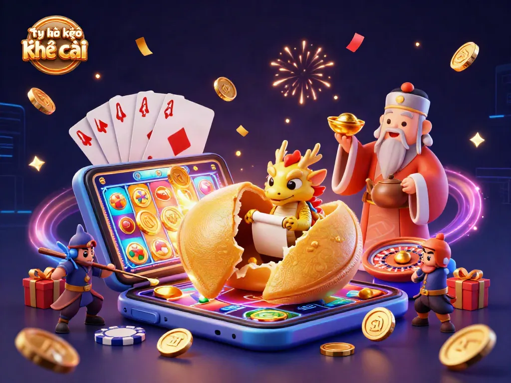 Engage with tỷ lệ kèo nhà cái and discover vibrant gaming elements amid a festive casino scene.