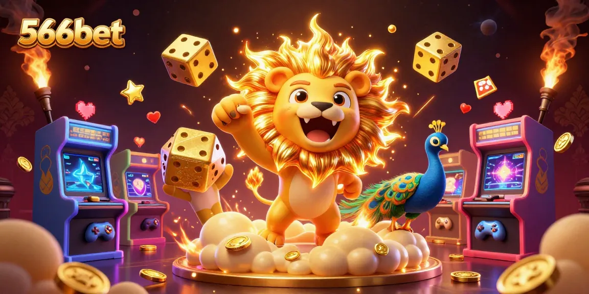Engage with 566bet's thrilling entertainment through a dynamic casino-themed illustration.
