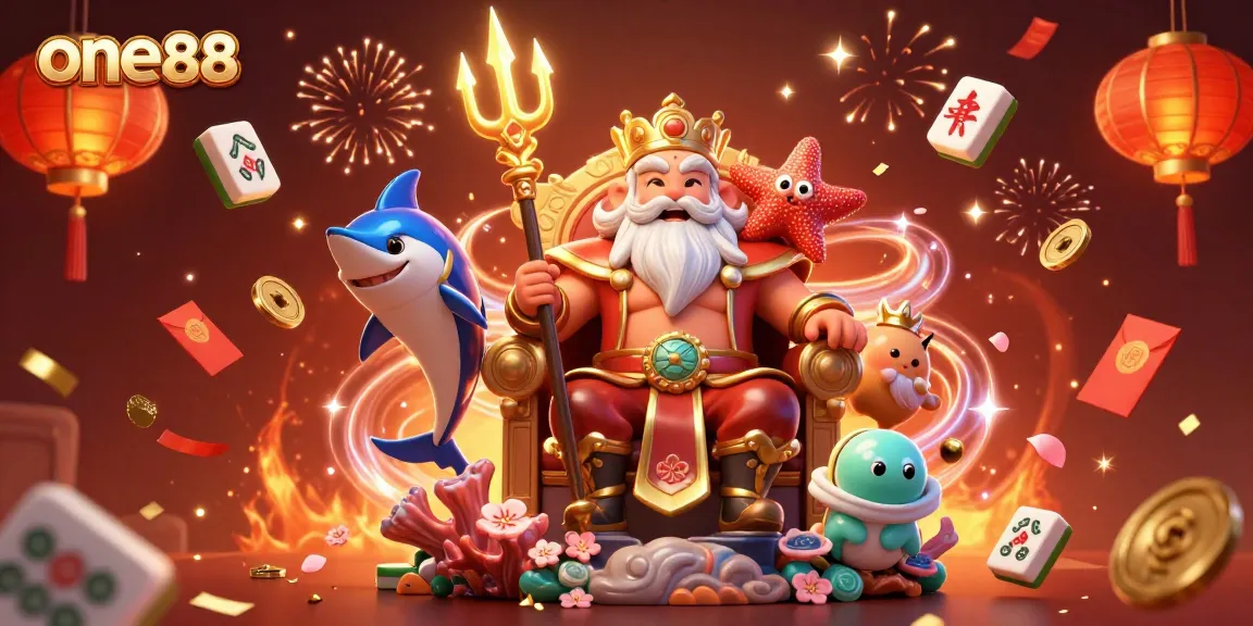 Experience the thrill of one88 with vibrant characters and dynamic gambling elements in a stunning casino scene.