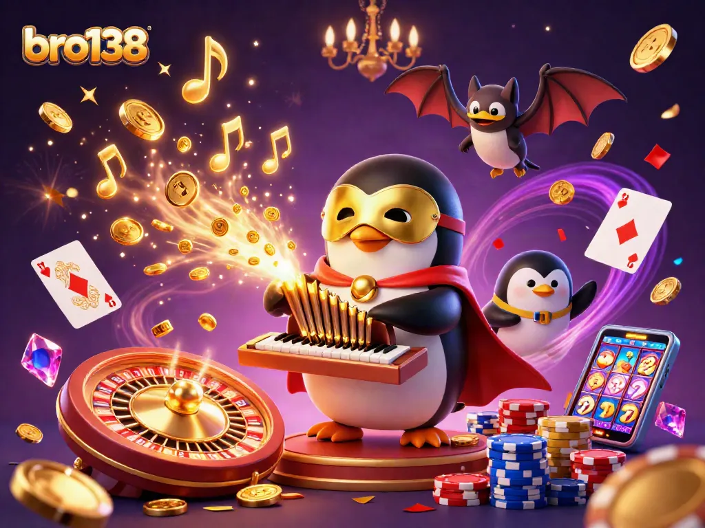 Engage in thrilling gaming with bro138, featuring dynamic casino elements and festive aura.