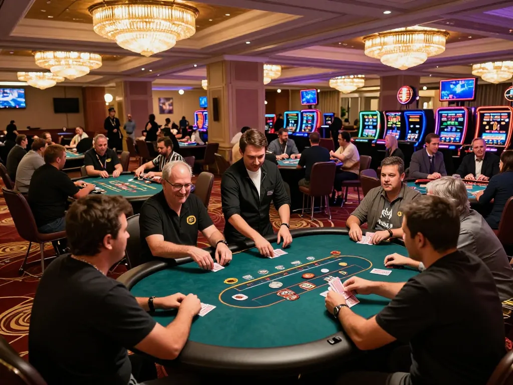 Players engaging in dynamic gameplay at RR88 casino with a roulette wheel spinning and vibrant atmosphere