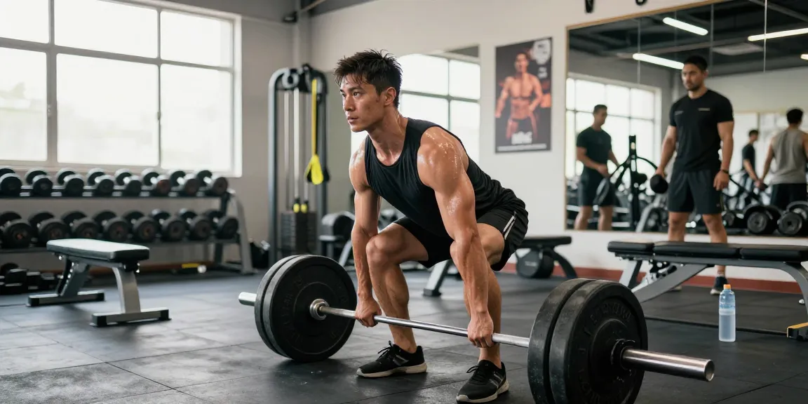 Anabolika Shop: Bodybuilder im Fitnessstudio, der mit Gewichten trainiert und seine Muskelmasse aufbaut.
