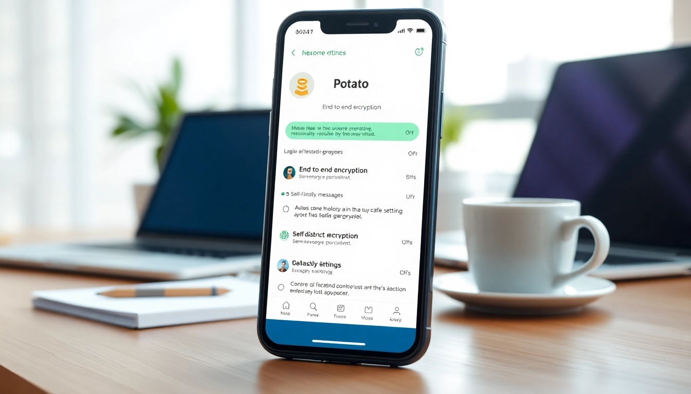 Potato secure messaging app interface on a smartphone in a professional setting.