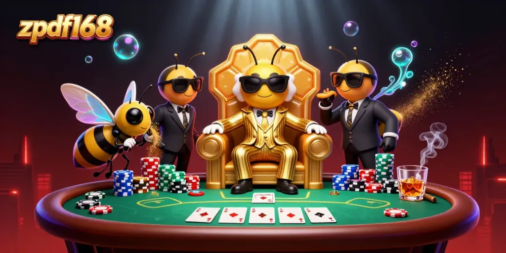 Experience thrilling gameplay at zpdf168 with a vibrant poker scene featuring dynamic 3D characters and casino elements.