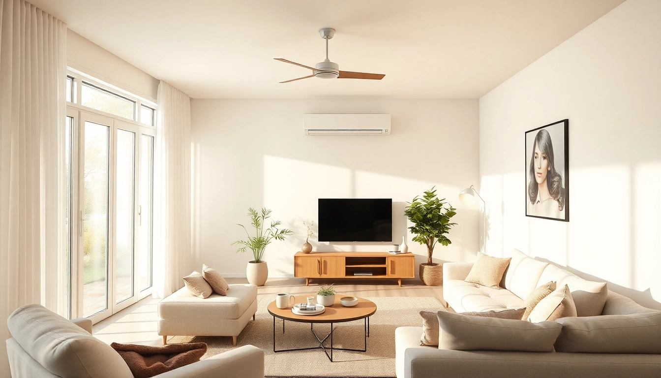 Klimaanlage installed in a stylish living room, providing efficient cooling and creating a comfortable atmosphere.