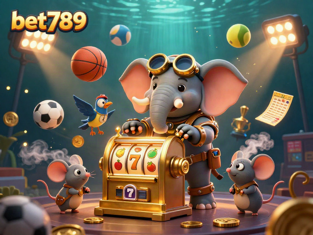 Spin the golden slot machine with bet789's engaging 3D steampunk elephant while winning sports glory.