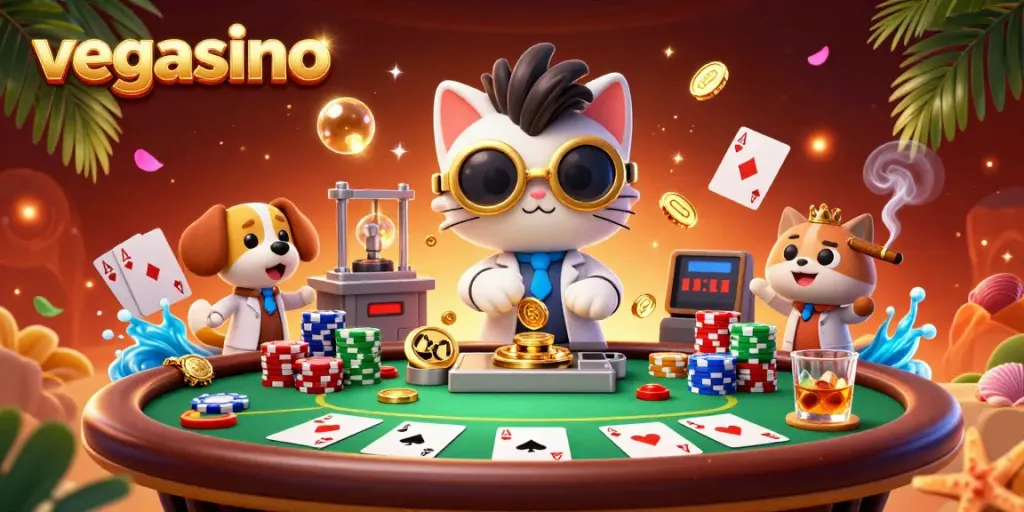 Engage with the thrilling vegasino experience through vibrant casino elements and colorful characters.