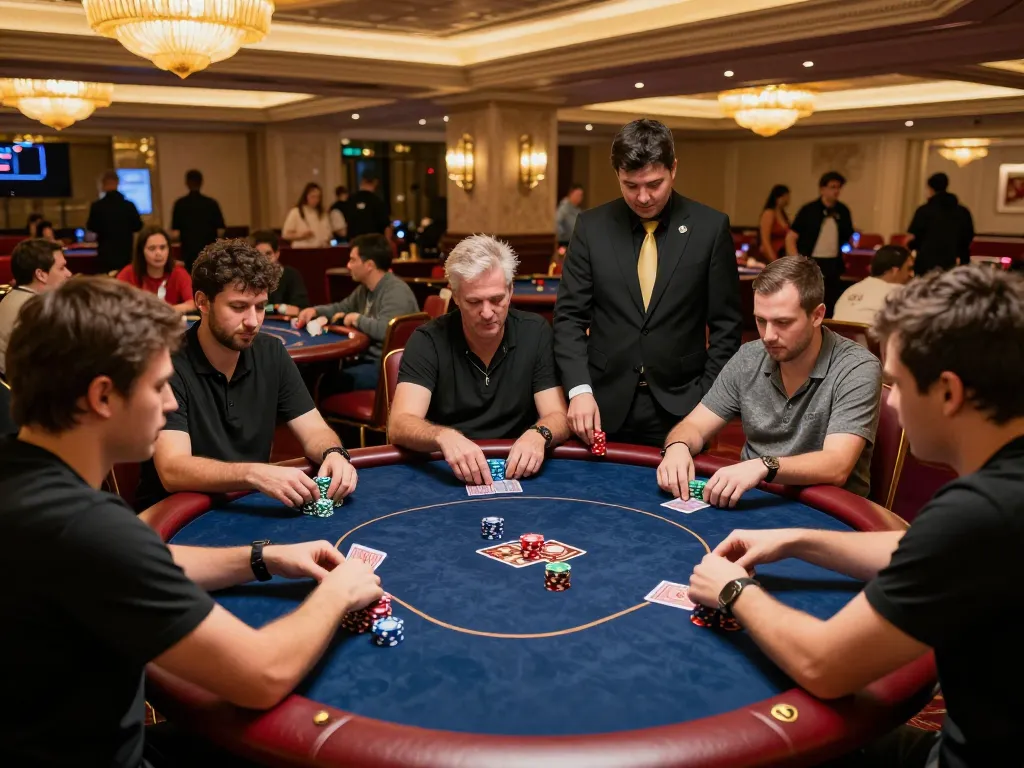 Players engage in a thrilling poker game at da88 casino, focusing on strategy and chips.