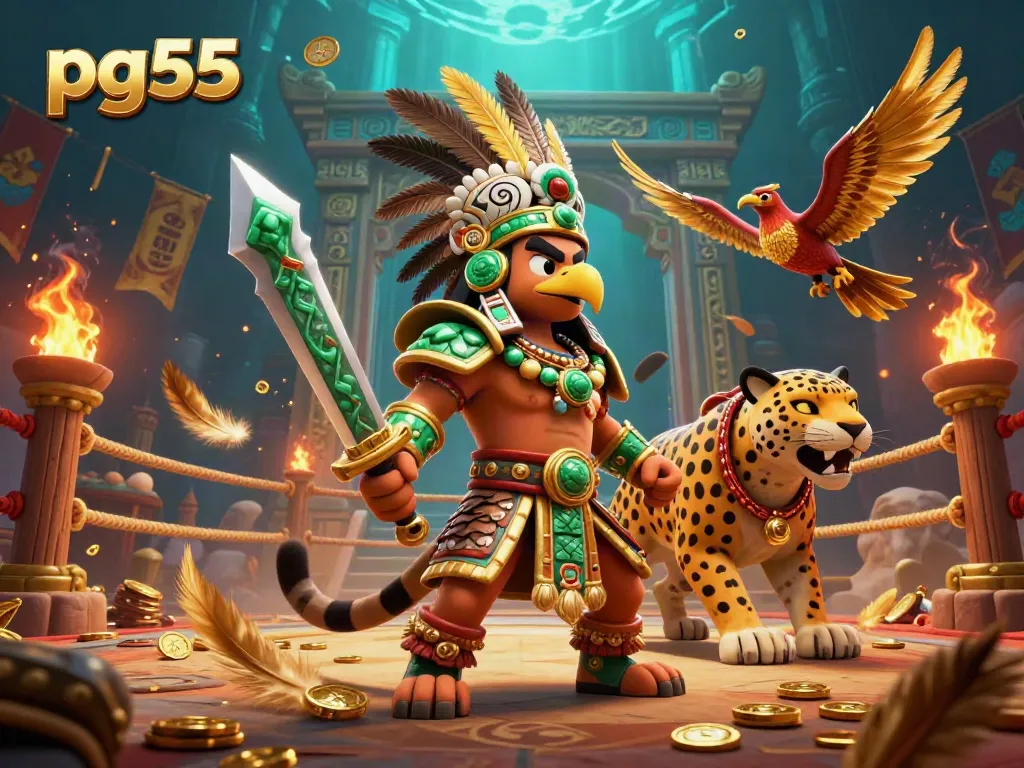 Engage in thrilling action at pg55 gaming arena with vibrant characters and dynamic elements.