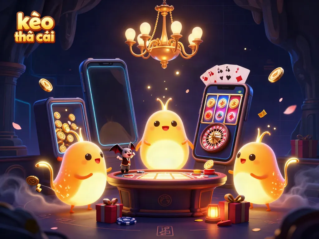 Engaging kèo nhà cái scene with glowworms illuminating a cave casino featuring vibrant gaming elements.