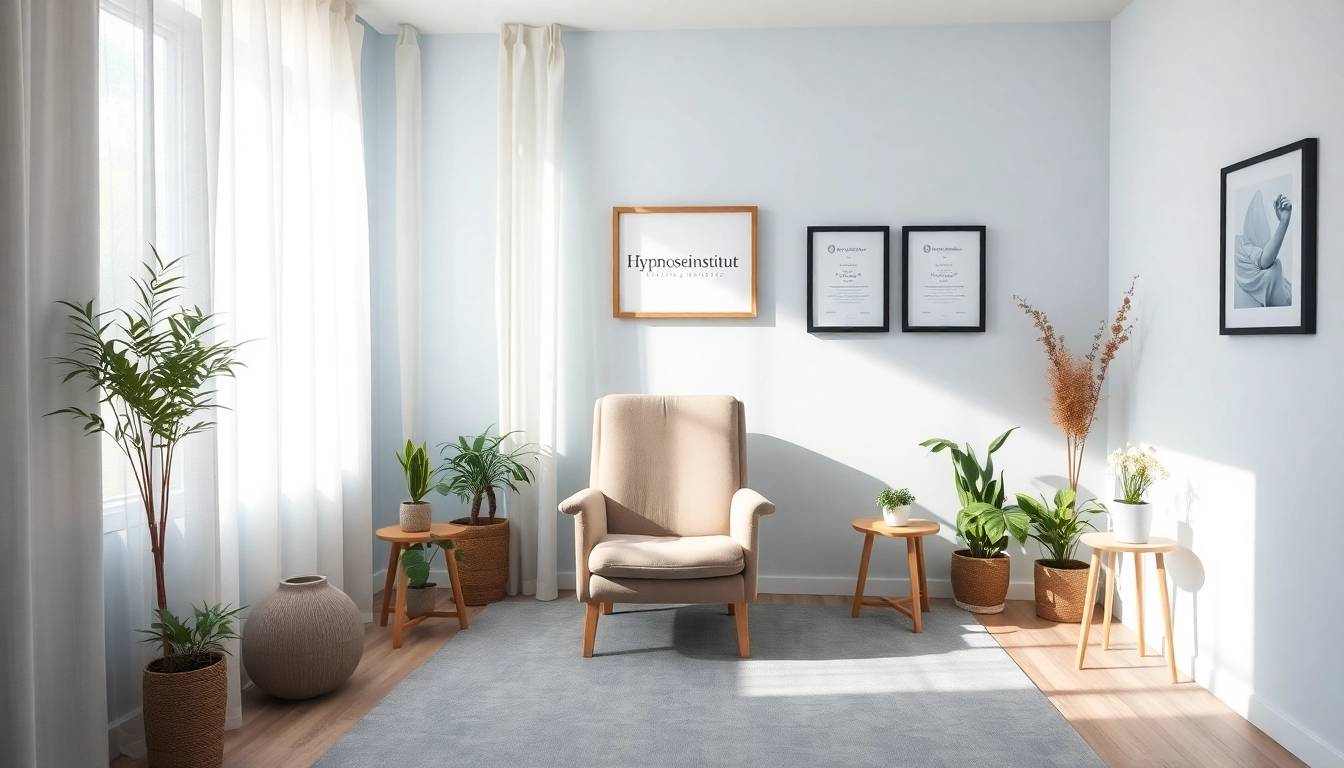 Luxurious therapy room of a professional Hypnoseinstitut designed for relaxation and mental well-being.