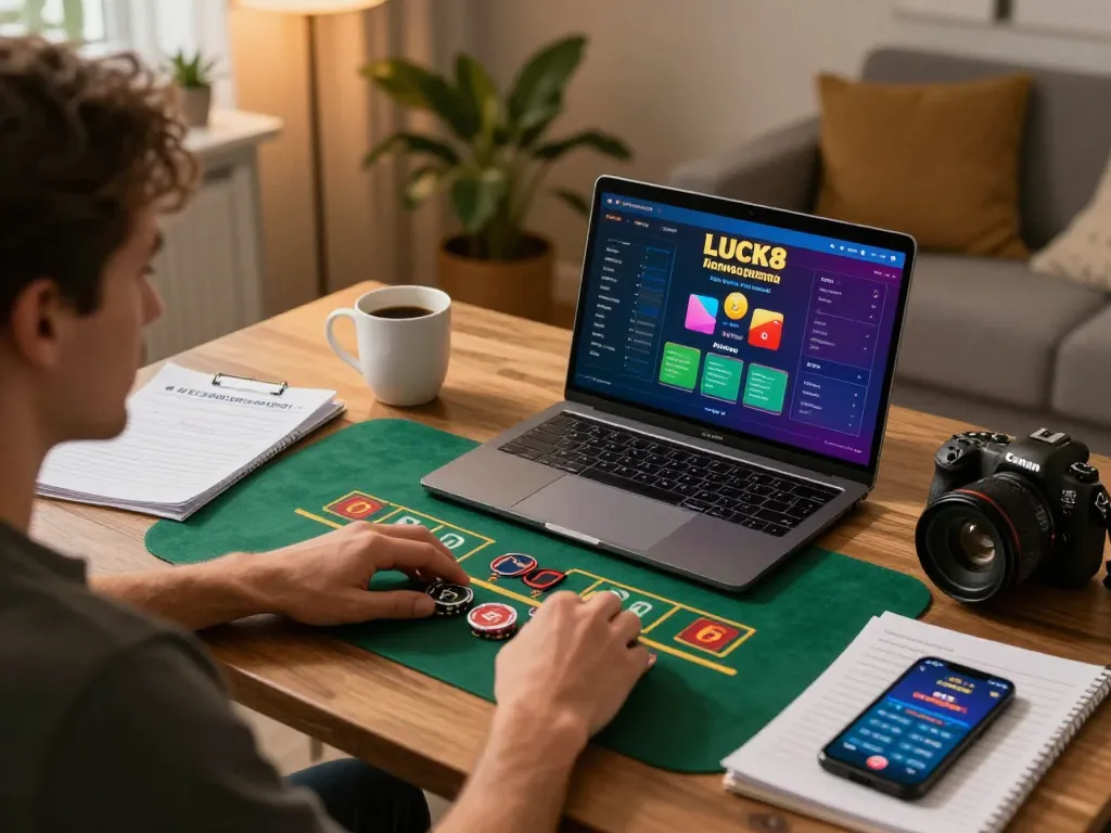 Trải nghiệm trò chơi blackjack LUCK8 từ nhà, tận hưởng những quyết định chiến lược với một chiếc laptop.