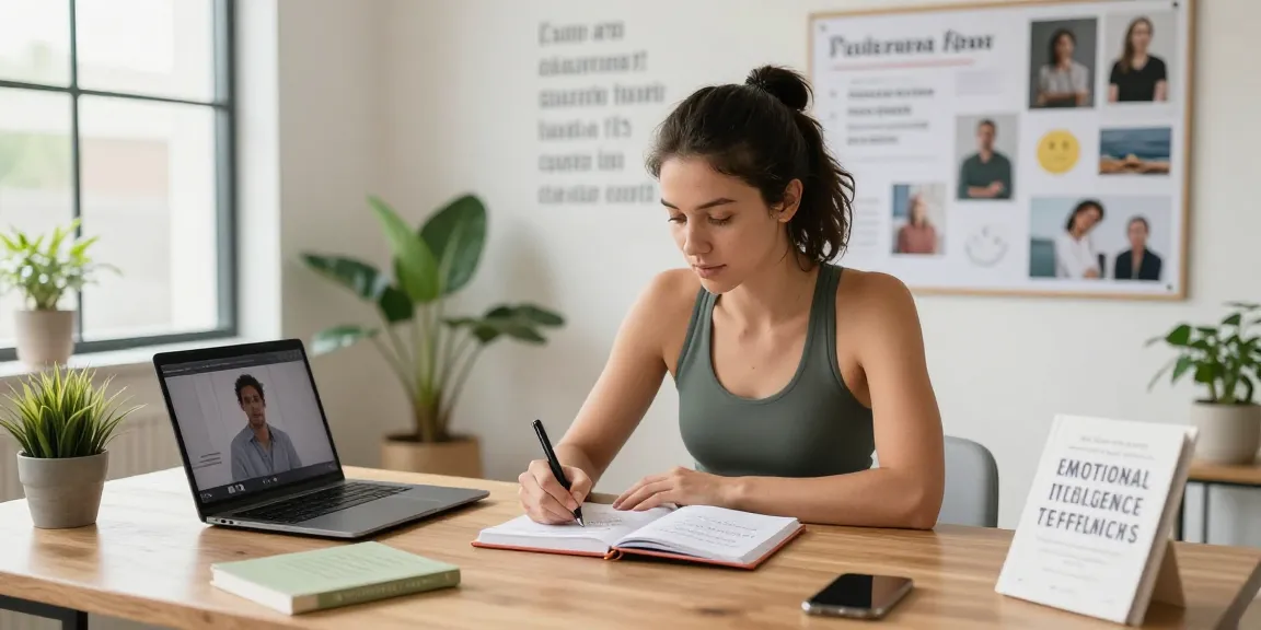 Person mit Notizbuch zur Mindset stärken in heller Coaching-Umgebung