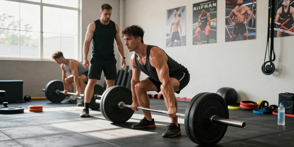 Anabolika Shop Deutschland - Athletischer Mann, der im hellen Fitnessstudio ein Langhantel-Deadlift durchführt und damit die Krafttraining und Fitnessengagement betont.