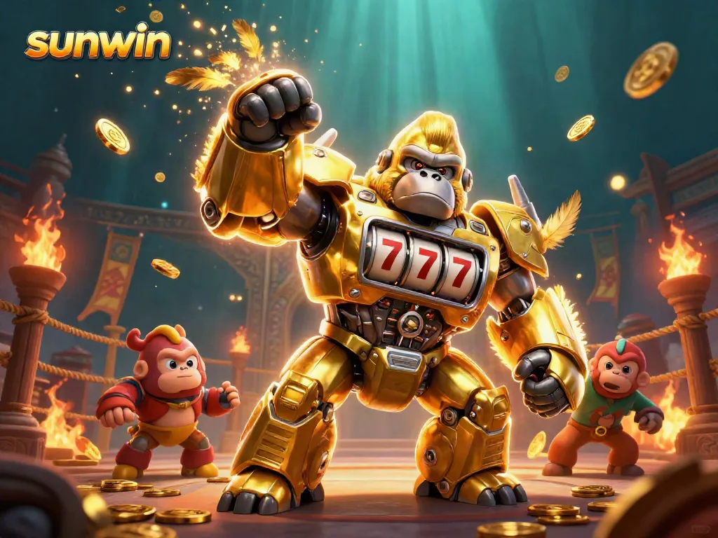 Experience thrilling wins at Sunwin with the golden gorilla mech and high-energy gaming elements.