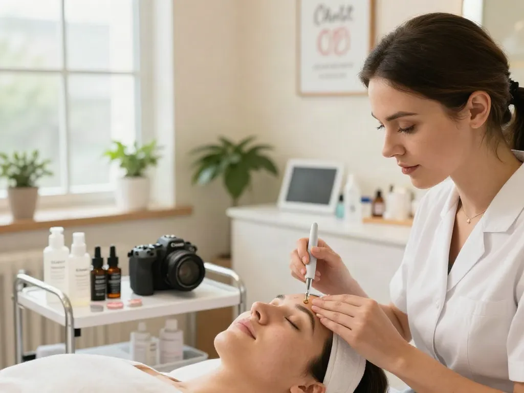 Augenringe abdecken mit CCeye® Behandlung in einem einladenden Beauty-Studio.