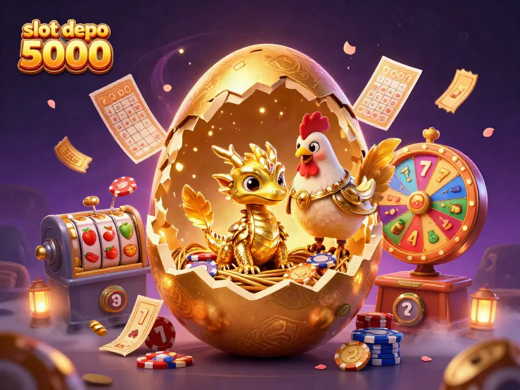 Engage with the exciting world of slot depo 5000 featuring a golden dragon and dynamic slots.