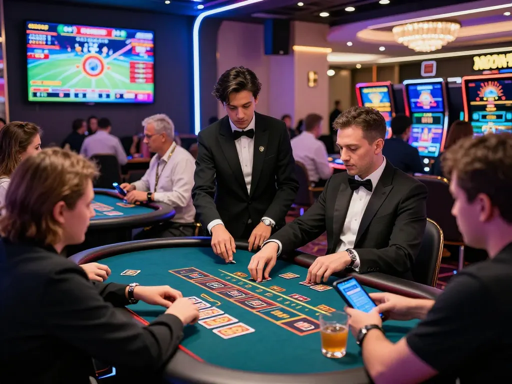 Exciting live casino action showcasing bong99 gaming experience with players engaging at vibrant tables and digital updates.