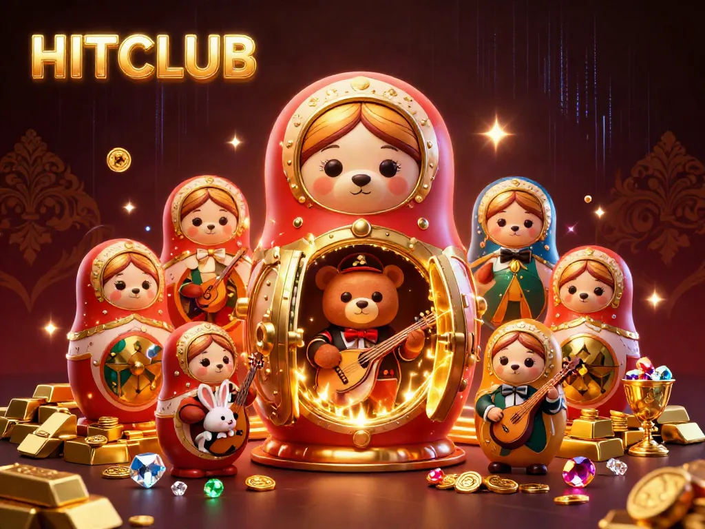 Experience HITCLUB’s vibrant 3D casino world with engaging bear dealers and treasure-filled scenes.