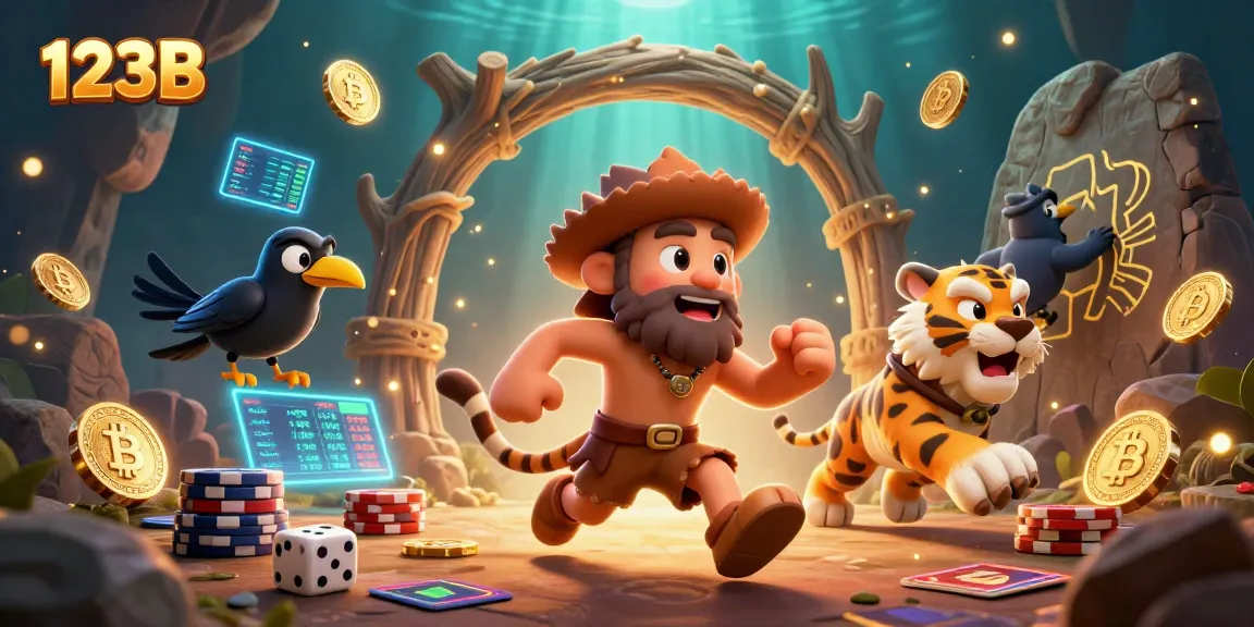 Join the fun at 123B with an exciting prehistoric casino adventure featuring vibrant characters and gaming elements.