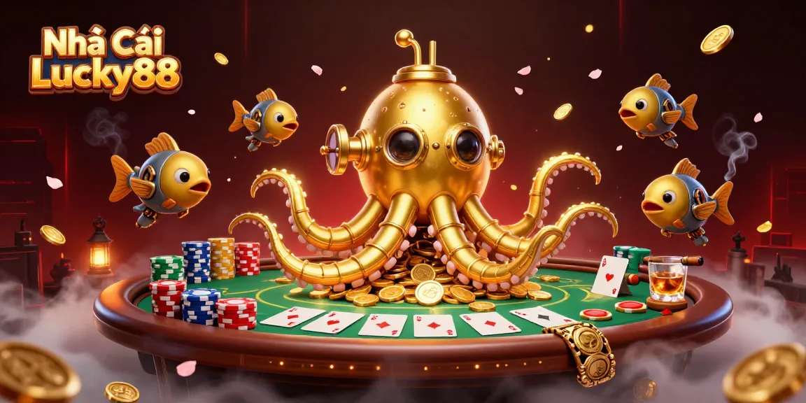Experience exhilarating gameplay at Nhà Cái Lucky88 with vibrant poker tables and a mesmerizing underwater scene.