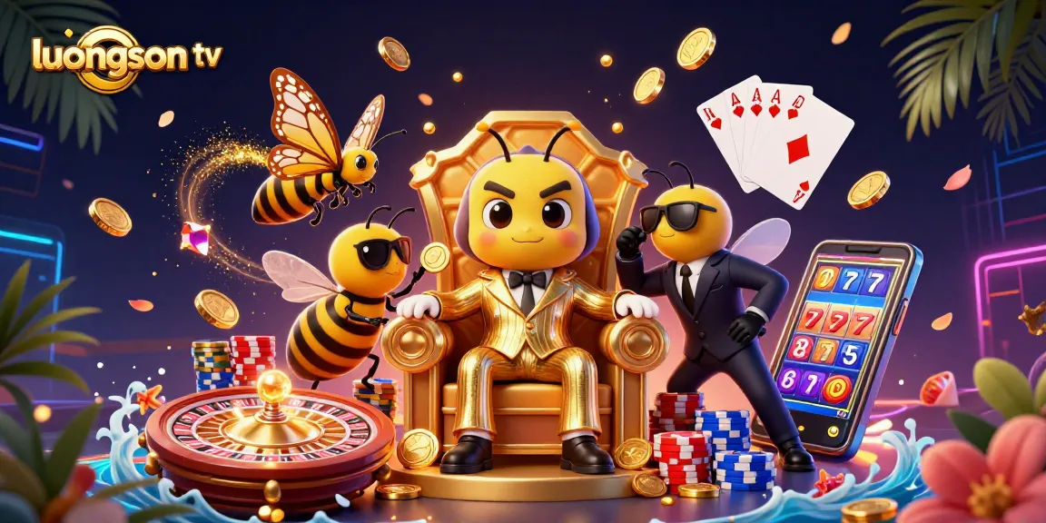 Experience the excitement with luongson tv's dynamic gaming scene featuring a mob boss and lucky symbols.