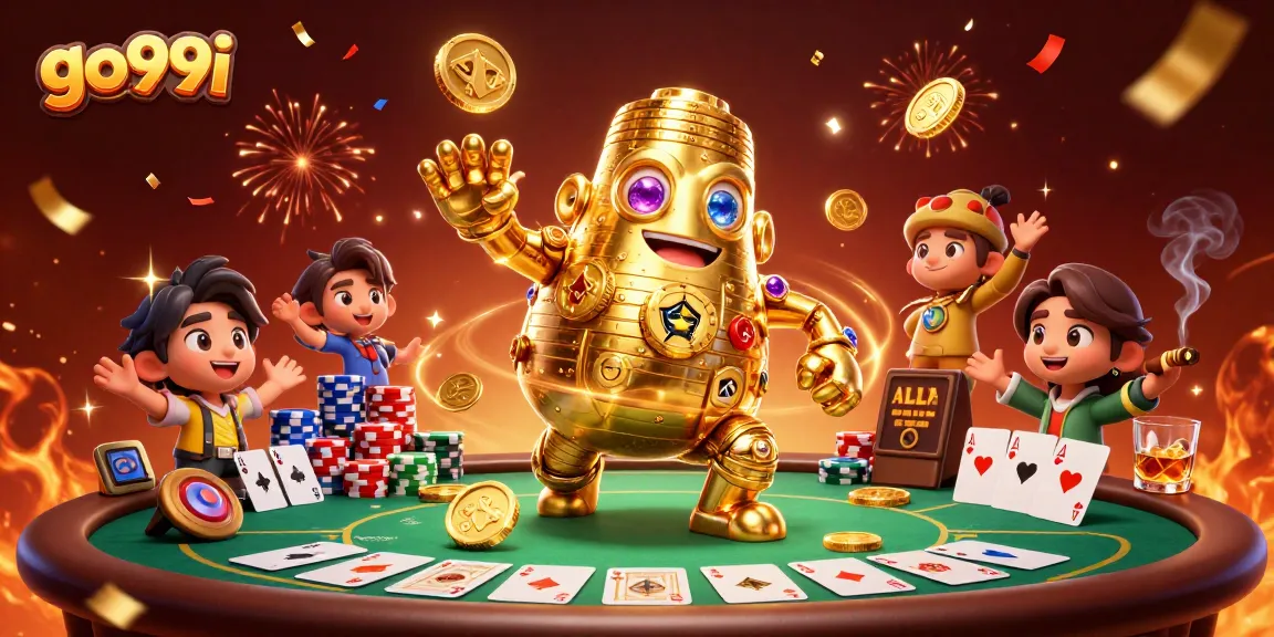 Experience thrilling gameplay at go99i with a vibrant poker scene featuring a golden golem and dynamic chips.