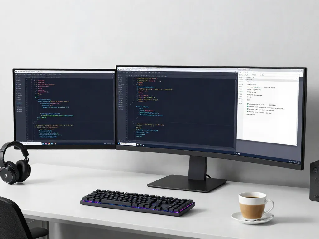 Secure code review in a modern developer workspace with advanced coding tools and minimal distractions.