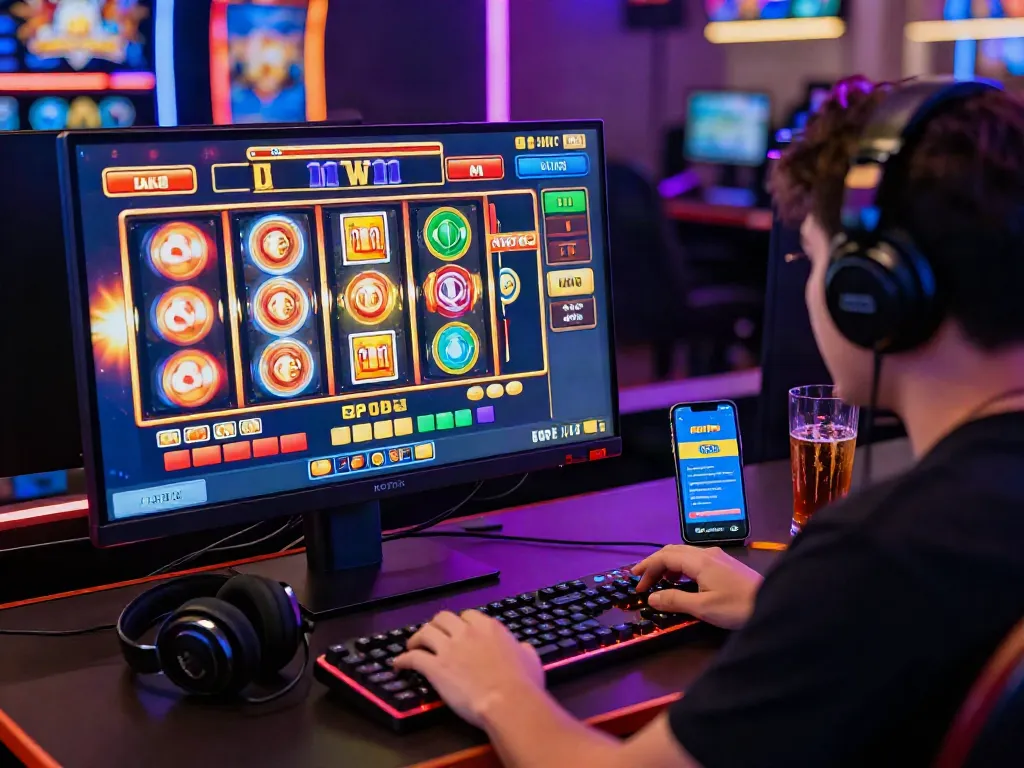 Online gaming experience on situs gacor with vibrant slot game display and dynamic atmosphere
