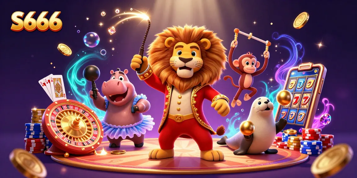 S666 players win big at an exciting casino, featuring vibrant characters and dynamic game elements