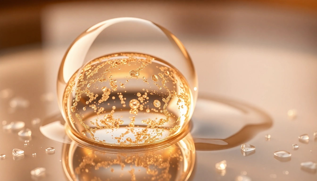 Kolloidales Silber-Tropfen auf Glas aus der Perspektive, beleuchtet von warmem Licht für ansprechende Visualisierung.