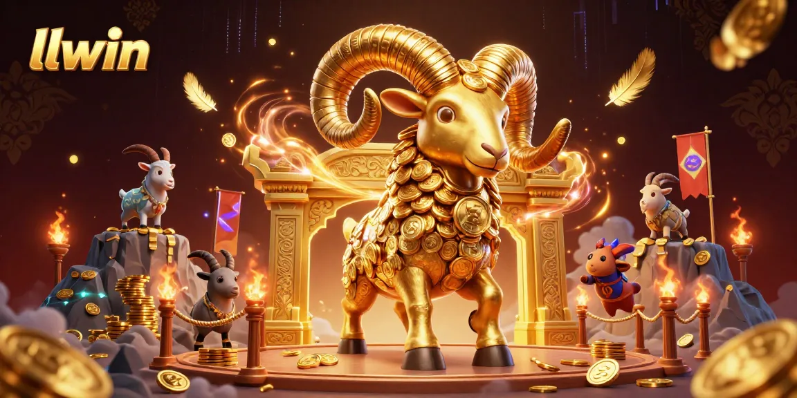 Experience thrilling gameplay at llwin with a golden ram charging through a dynamic casino scene.
