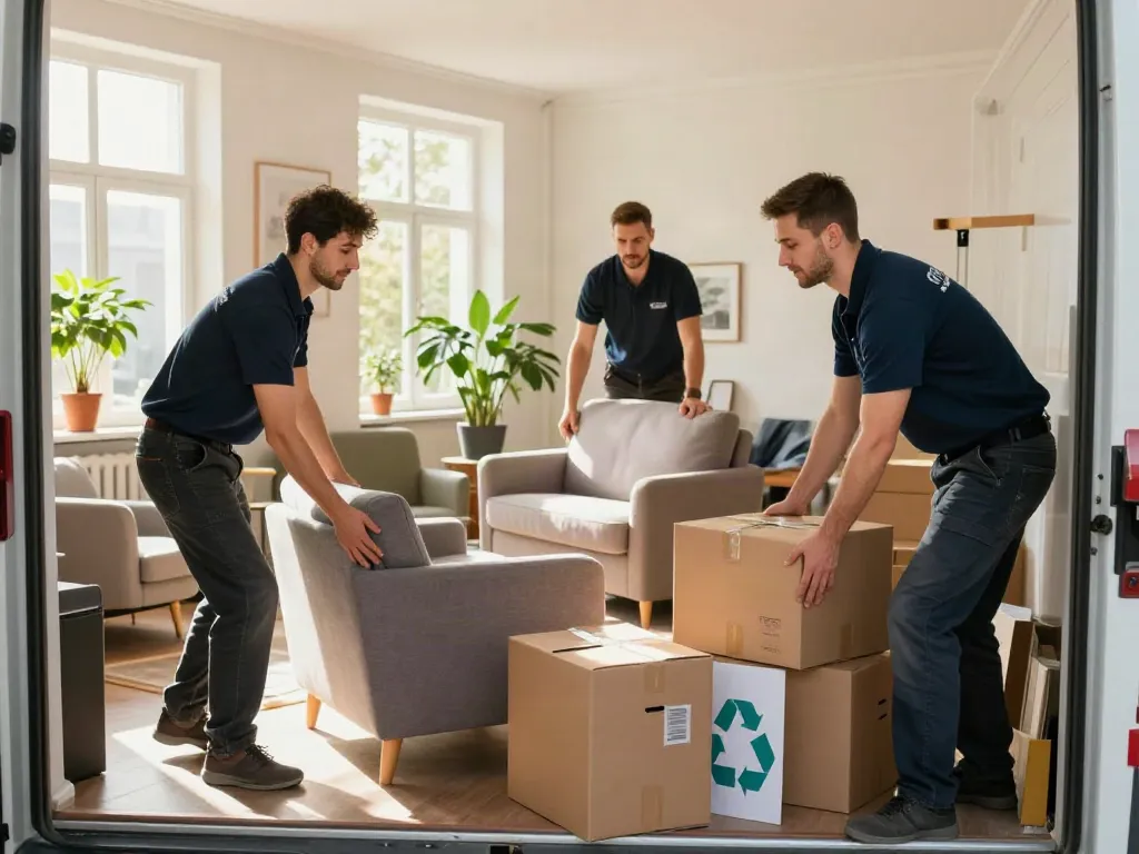 Wohnungsentrümpelung Berlin durch ein professionelles Team, das Möbel umpackt und für den Transport vorbereitet.