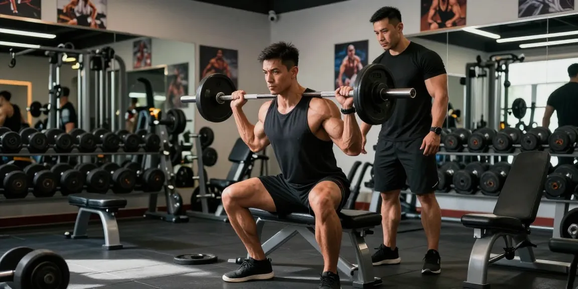 Prime Pharma Steroide Athlet hebt Gewichte in einem modernen Fitnessstudio und betont Hingabe und Leistungssteigerung.